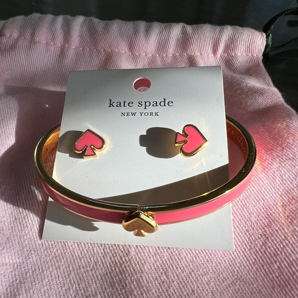 Kate Spade Earrings & Bracelet Matching Set with bags.
